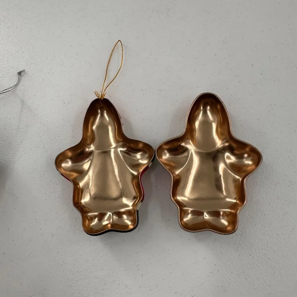 Snowman & Santa Christmas Ornaments Metal & Ceramic 5.5